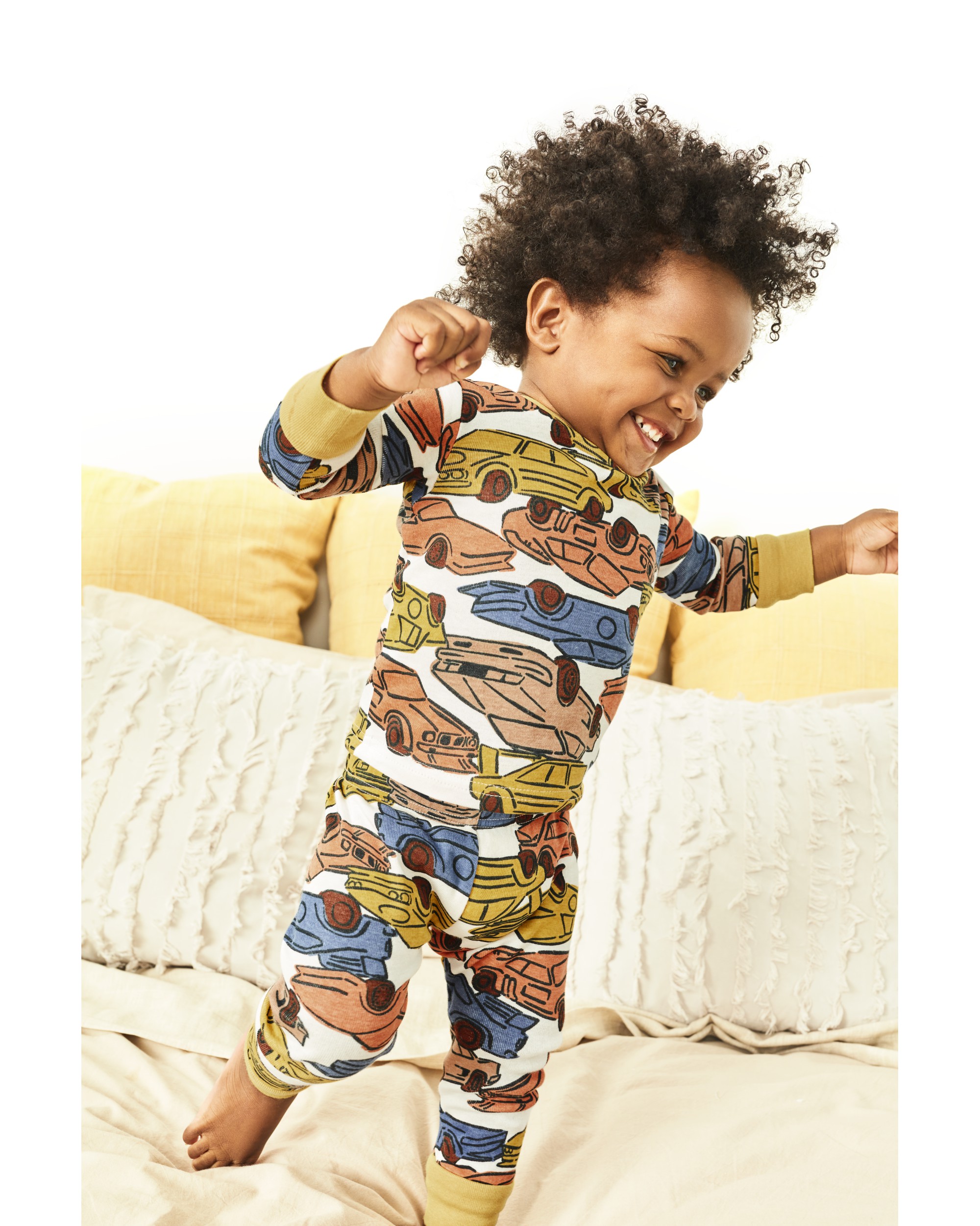 4-Piece Stripes & Cars 100% Snug Fit Cotton Pyjamas